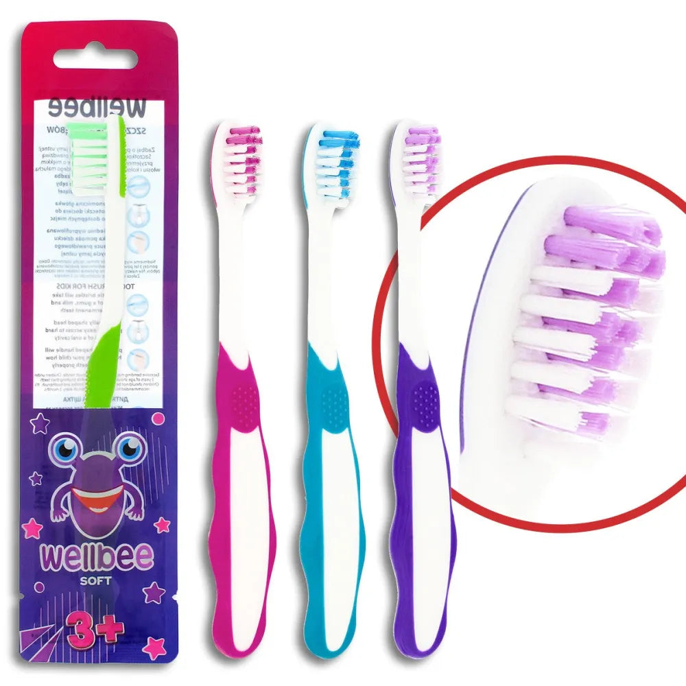 WELLBEE Children’s Toothbrush KIDS(3+) Soft (foil) - mišrių spalvų 1vnt - Kosmetika
