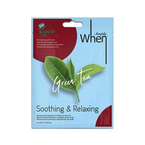 WHEN Vege Green Tea face sheet mask - Raminantis ir Atsipalaiduojantis - 23ml - Kosmetika