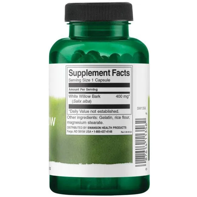 White Willow Bark - Gluosnio žievė - 400 mg - N90 - Swanson - Papildai