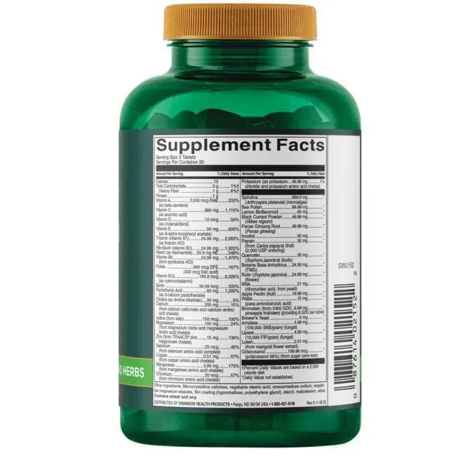 Whole Food Multi without Iron - N90 - Natūralus maistas su vitaminais be geležies - Swanson - Papildai