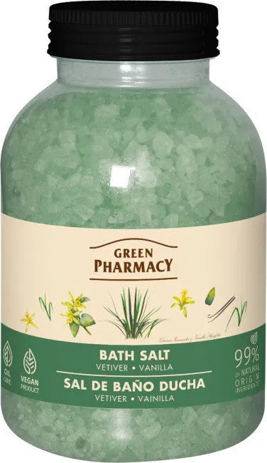 ŽALIOJI VAISTINĖ Druskos voniai Vetiver + Vanilė 1000 g - Kosmetika