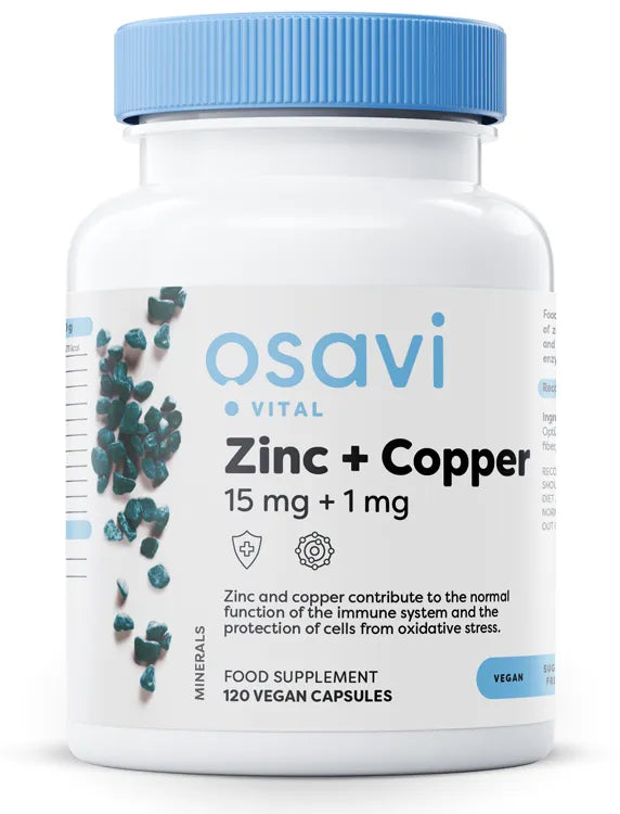 Zinc + Copper 15mg + 1mg - 120 vegan caps - Osavi - Papildai